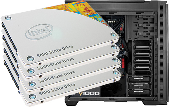 Four Intel solid state drives